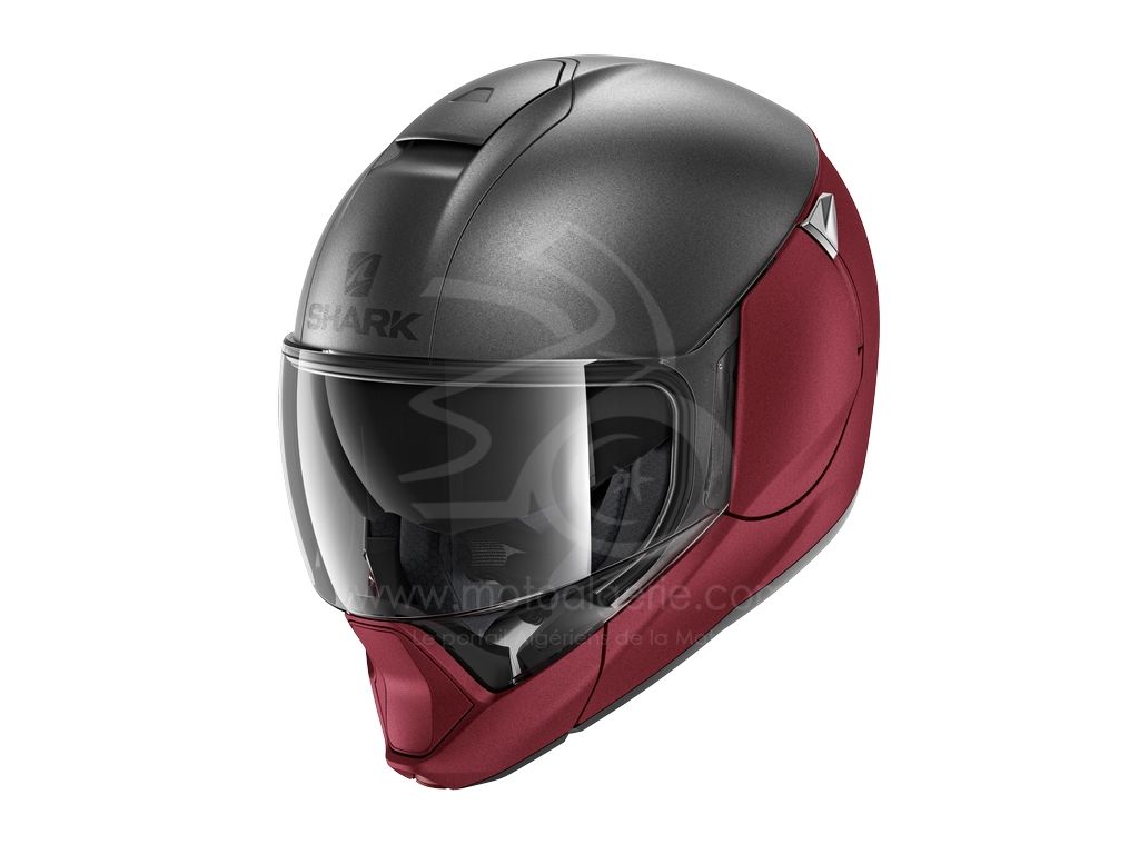 Casque Modulable Shark EVOJET Dual - Rouge Anthracite Mat - Homologation P/J, écran Intégré, Ventilation Anti-buée